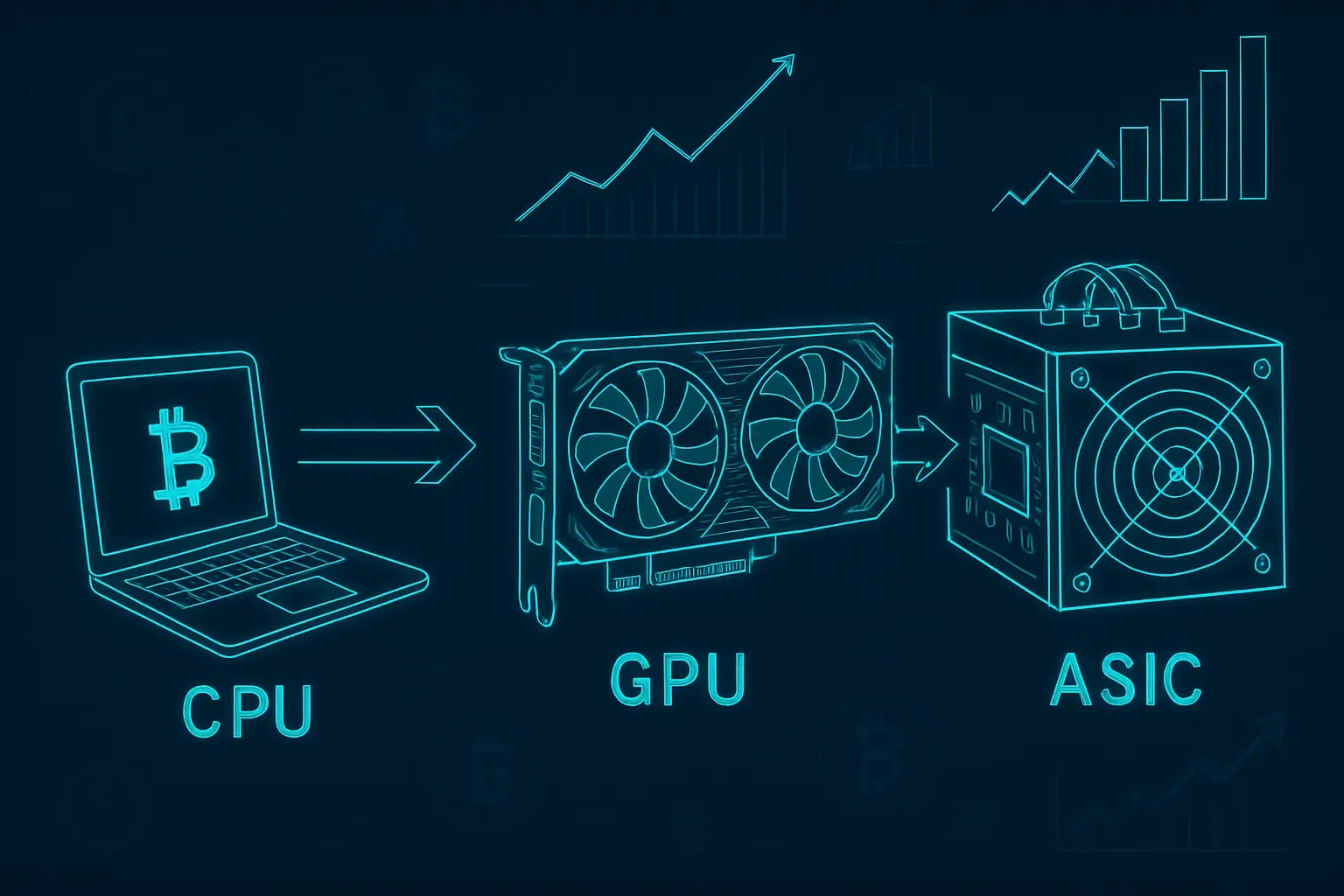 La evolución de las máquinas de minería: De los CPUs a los ASICs